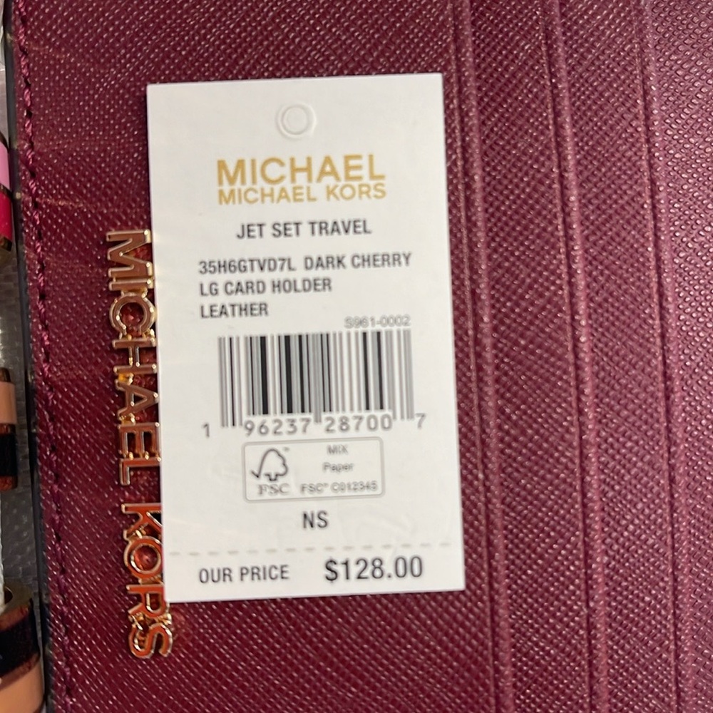 MICHAEL KORS
Large Leather Card Holder Case
Dark Cherry 
NWT - Picture 6 of 16